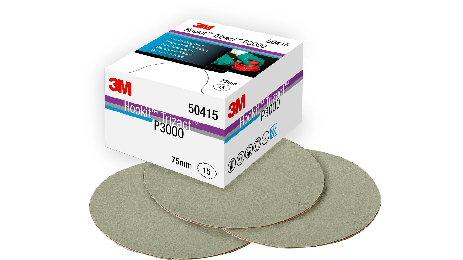 3M Trizact Hookit P3000 Schleifscheiben 443SA 75mm (15 Stk) Nachfolger: 02087 3M 02087 Trizact Hookit P3000 Feinschleifscheibe 443SA 76mm Nachfolger von 50415 (15 Stk)