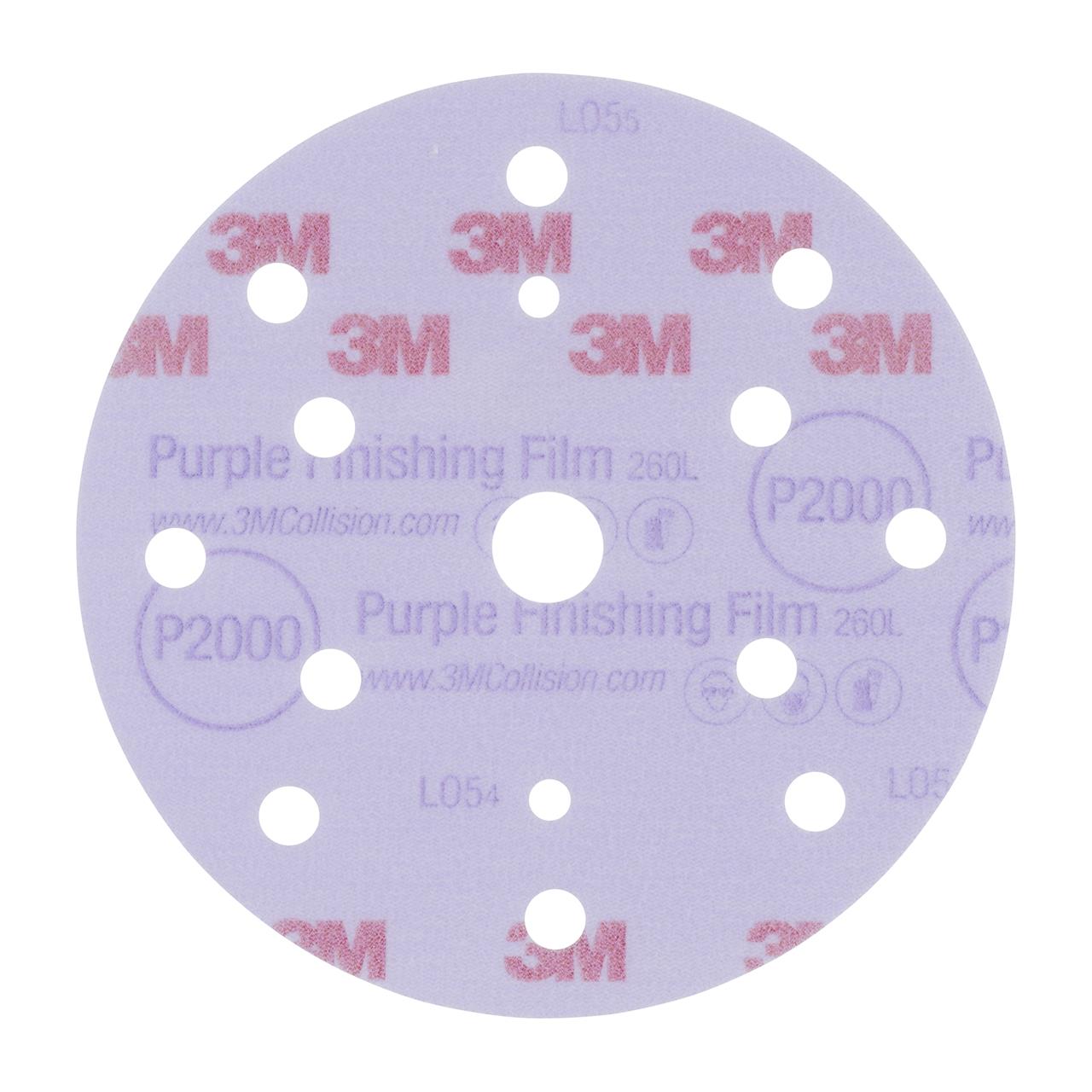 3M Hookit Purple Schleifscheibe 260L+15-Loch 150 mm P2000 (50 Stk) 3M Hookit Purple Schleifscheibe 260L+15-Loch 150 mm P2000 (50 Stk)