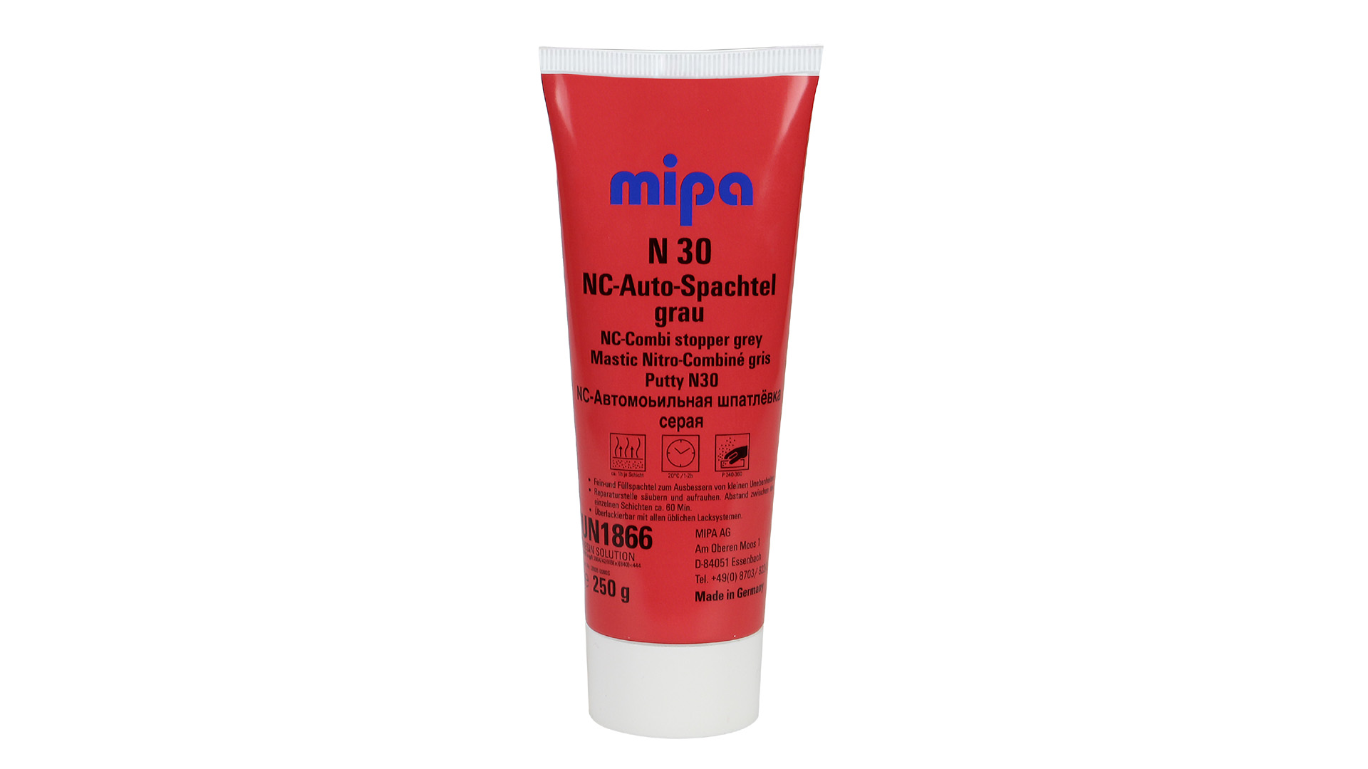 Mipa N 30 NC-Auto-Spachtel grau (250g Tube oder 900g Dose) Mipa N 30 NC-Auto-Spachtel grau (250g Tube oder 900g Dose)