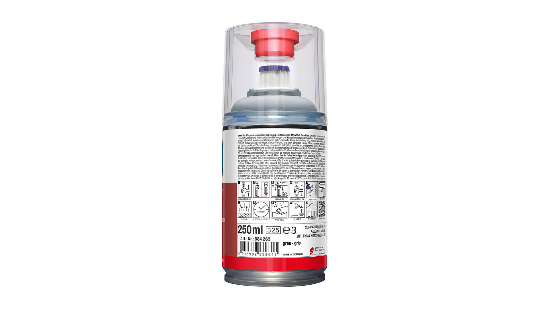 Spray Max - 2K Quick Epoxy Primer Filler aerosol grey (250ml)