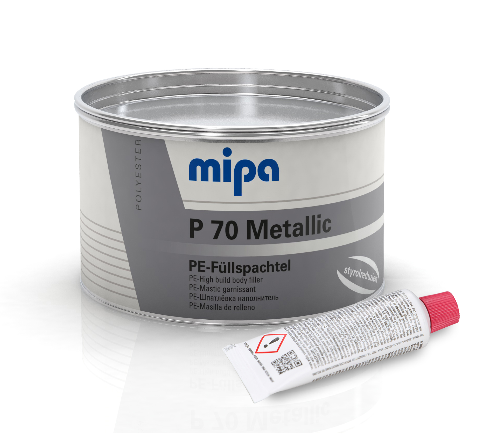 Mipa P 70 SR PE-Füllspachtel Metallic inkl. Härter (1kg) Mipa P 70 SR PE-Füllspachtel Metallic inkl. Härter (1kg)