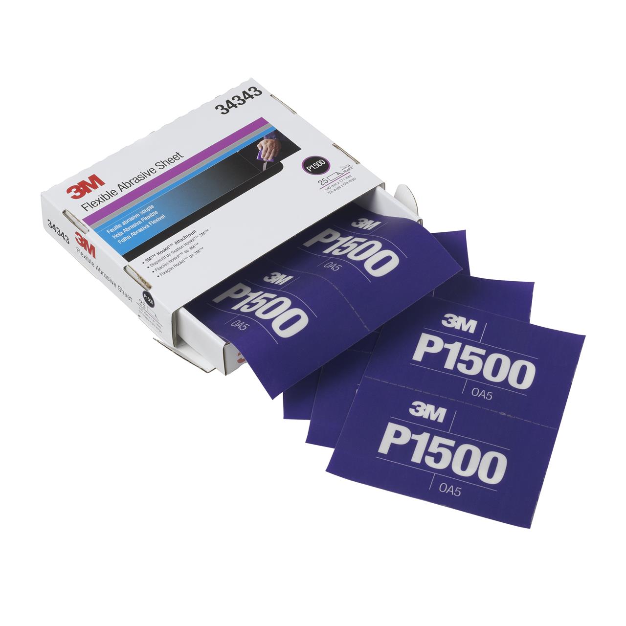 3M 270J Hookit Flexible Schleifstreifen Grün, Braun oder Lila P400–P1500 (25 Stk)