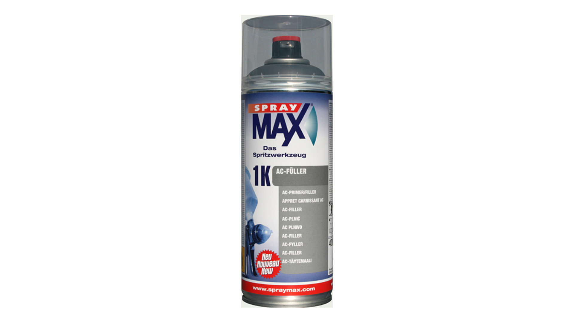 SprayMax 1K AC-Füller Sprühdose hellgrau, mittelgrau oder dunkelgrau (400ml) Spray Max - 1K Acrylic Filler spray dark grey (400ml)