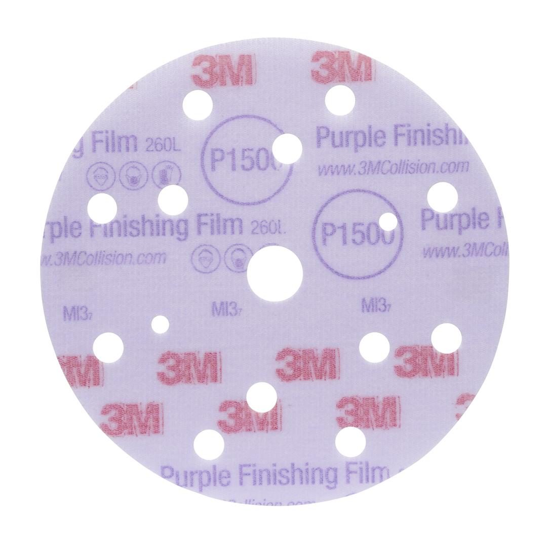 3M 34784 Hookit 260L+ Purple Schleifscheiben 17-fach gelocht 150 mm P1500 (50Stk)