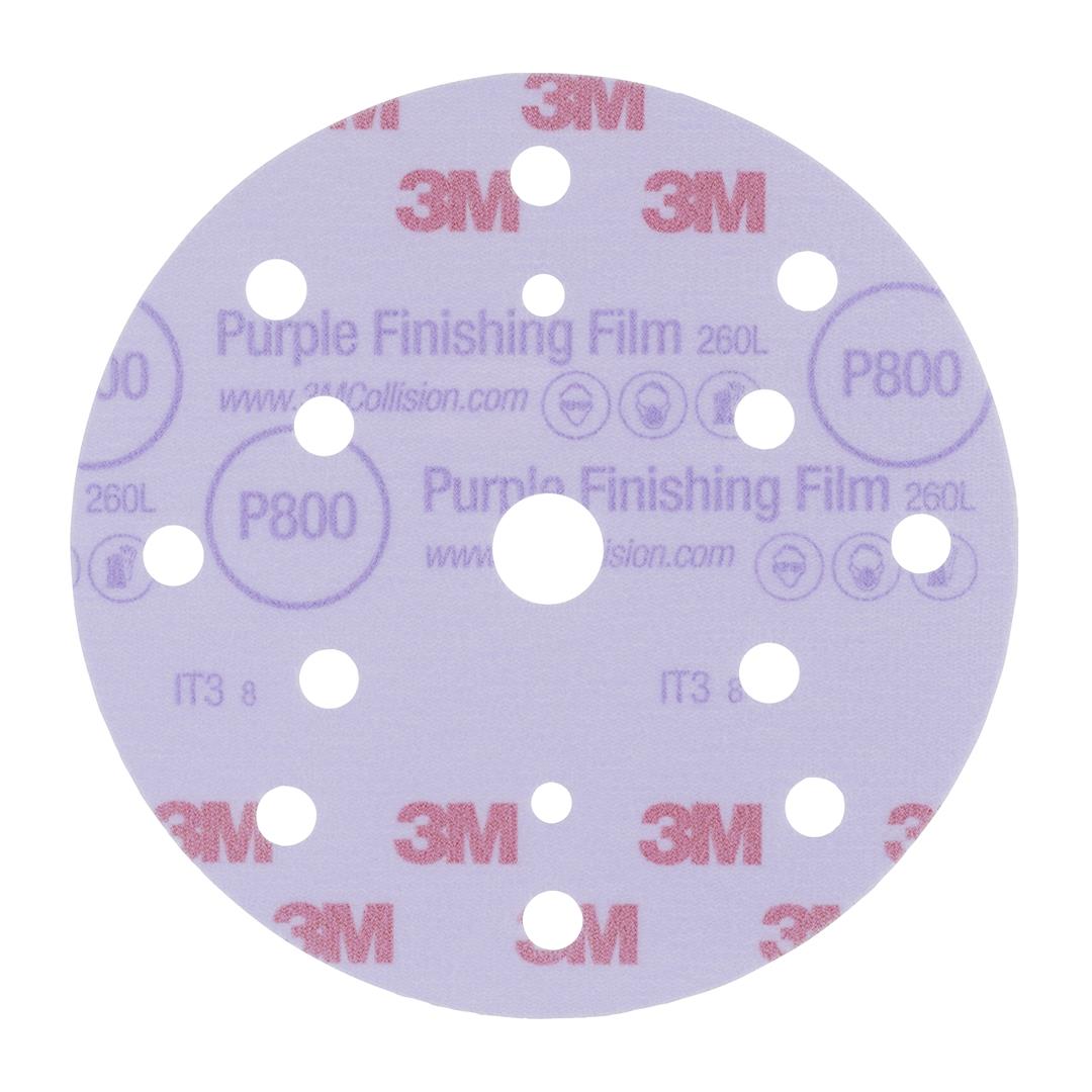 3M 51155 Hookit Purple Schleifscheibe P800 260L+ 15-Loch Ø150mm (50 Stk)