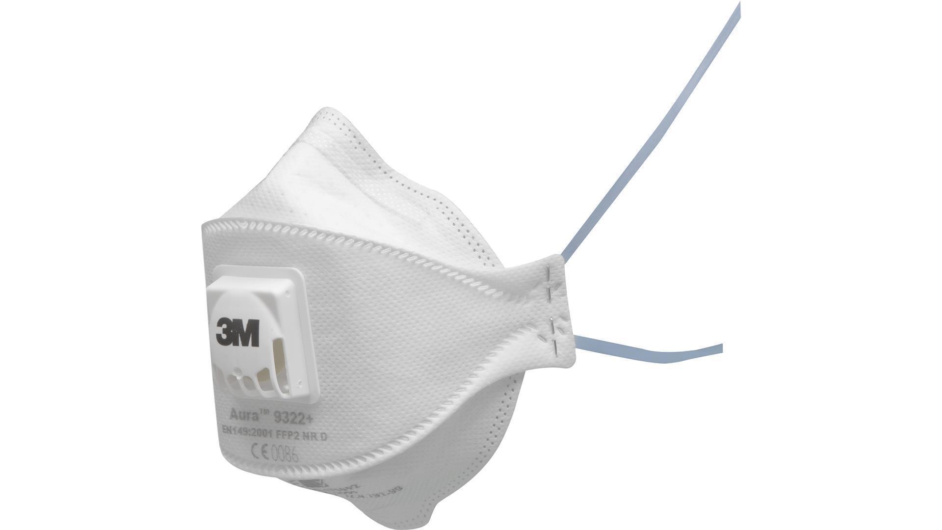 3M 9322+ Aura Atemschutzmaske FFP2 mit Ventil (Pck mit 10 Stk) 3M 9322+ Aura Atemschutzmaske FFP2 mit Ventil (Pck mit 10 Stk)
