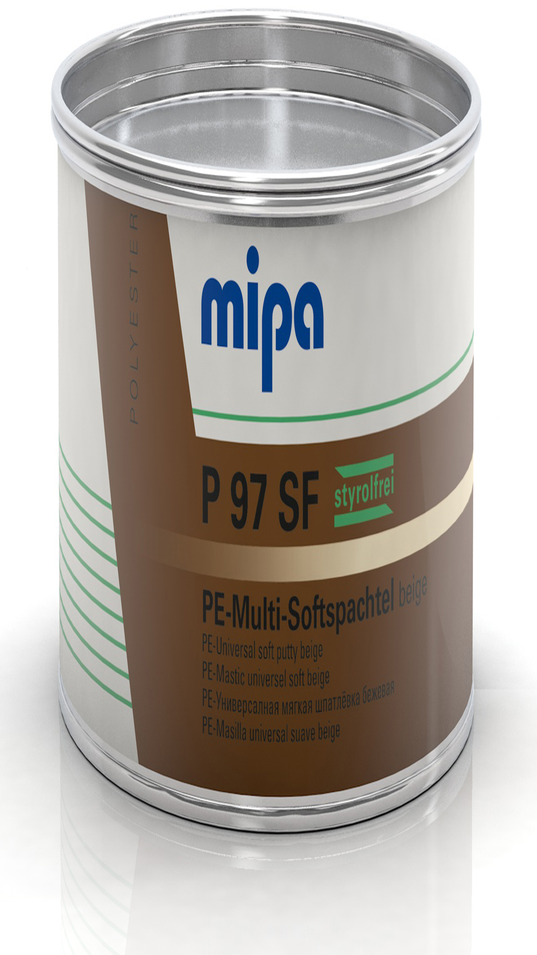 Mipa P 97 SF styrolfrei Füll- und Finishspachtel inkl. Härter beige 1000g Mipa P 97 SF styrolfrei Füll- und Finishspachtel inkl. Härter beige 1000g